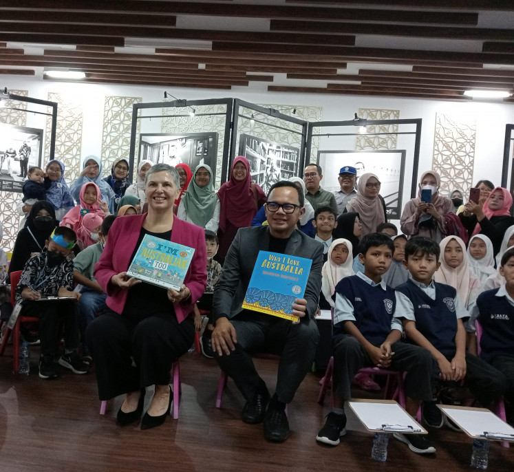 Australian Ambassador to Indonesia Penny Williams and then-Bogor mayor Bima Arya attend on June 23, 2023 the launch of the Australian Reading Corner at Bogor City Library and Gallery in West Java.