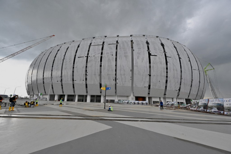 This picture shows the under construction Jakarta International Stadium (JIS) in Jakarta on Jan. 11, 2022. Presidential candidate Anies Baswedan will hold his final campaign rally at JIS on Feb. 10, saying that the stadium symbolizes the nation’s work and environmental values. 