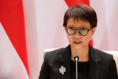 Foreign Minister Retno LP Marsudi delivers her speech during a press briefing ahead of the ASEAN Foreign Ministers' Meeting in Jakarta on July 7, 2023.