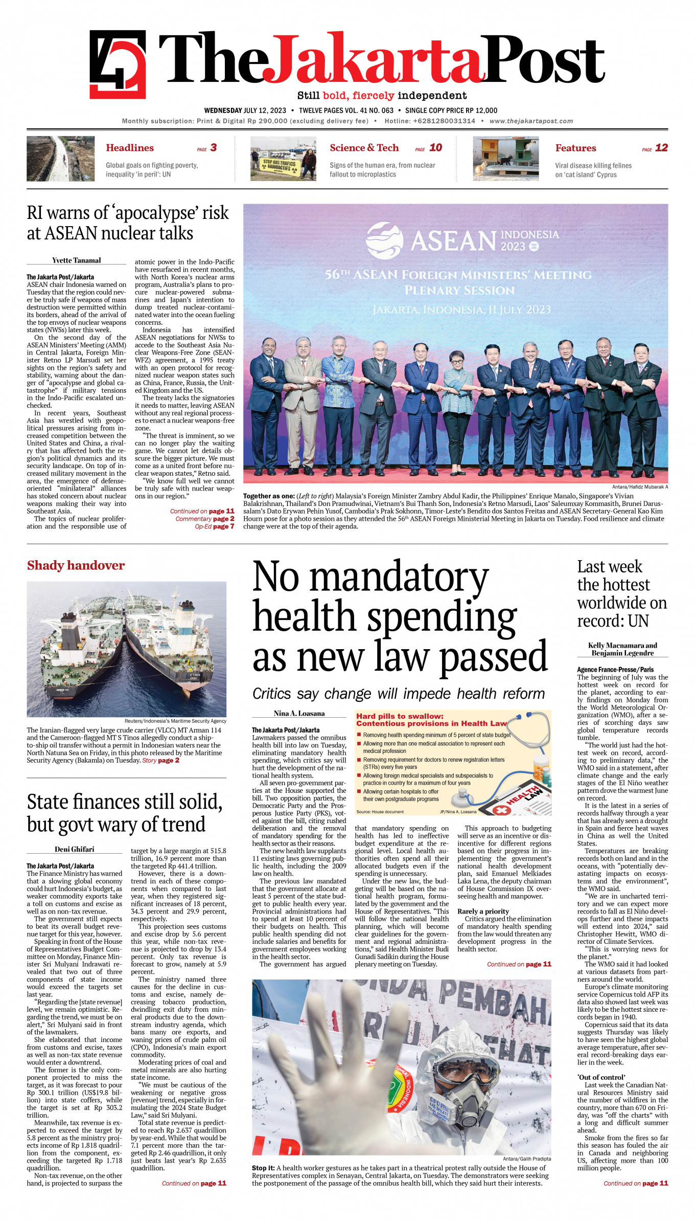 Frontpage - Wed, July 12, 2023 - The Jakarta Post