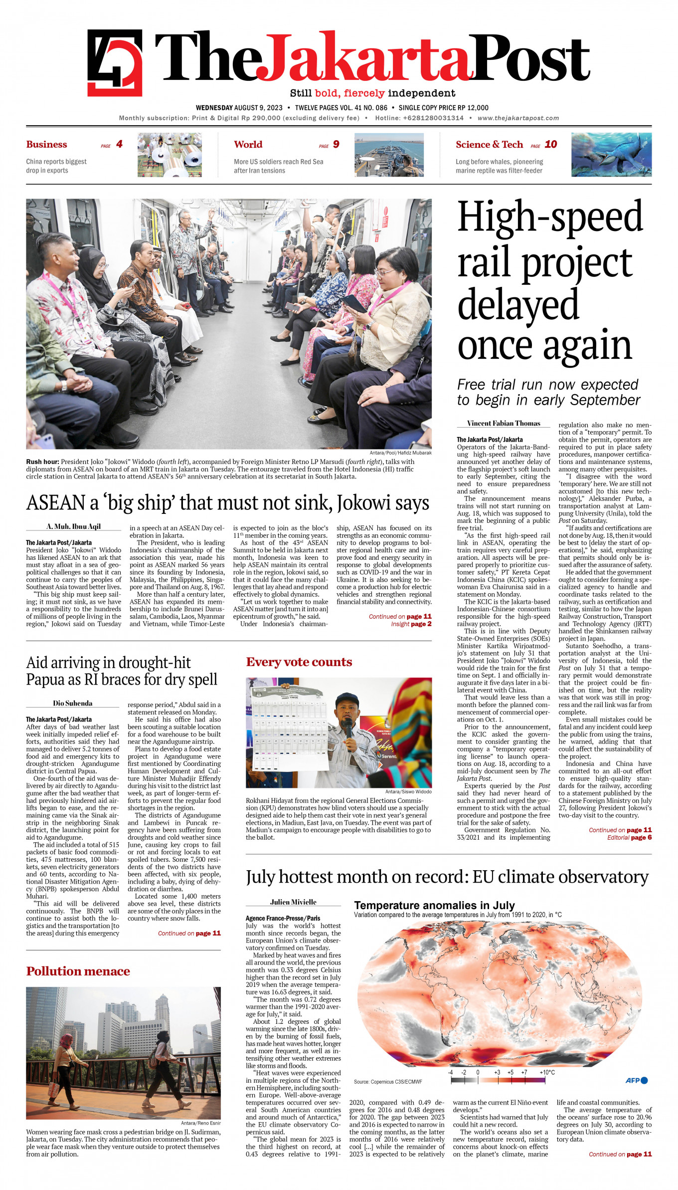 Frontpage - Wed, August 9, 2023 - The Jakarta Post