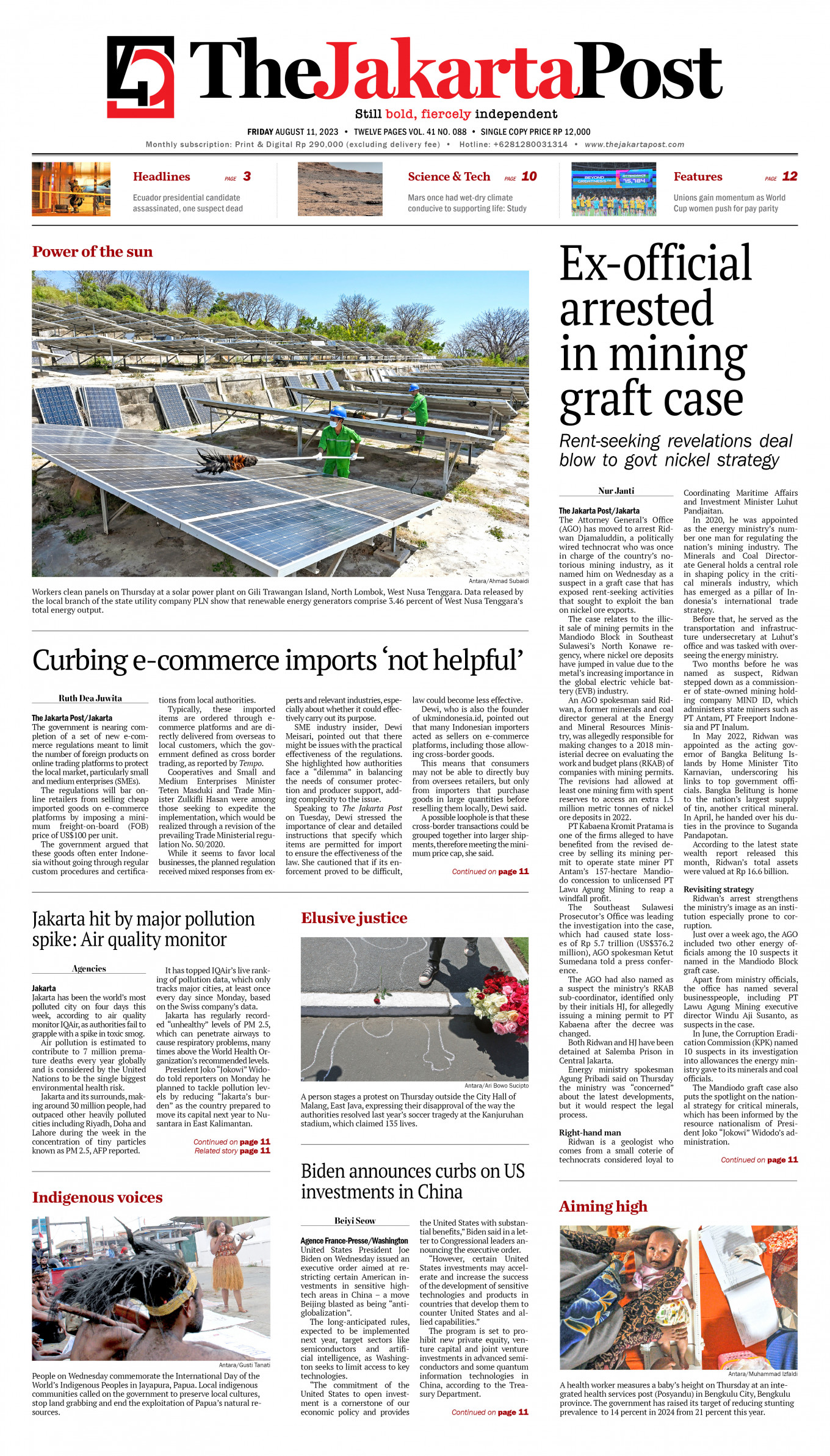 Frontpage - Fri, August 11, 2023 - The Jakarta Post