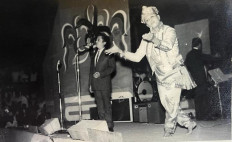In this undated photo, Orkes Melayu singer and composer M. Mashabi performs for an audience.