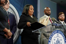 Fulton County District Attorney Fani Willis arrives at a press conference after a Grand Jury brought back indictments against former president Donald Trump and his allies in their attempt to overturn the state's 2020 election results, in Atlanta, Georgia, US August 14, 2023.