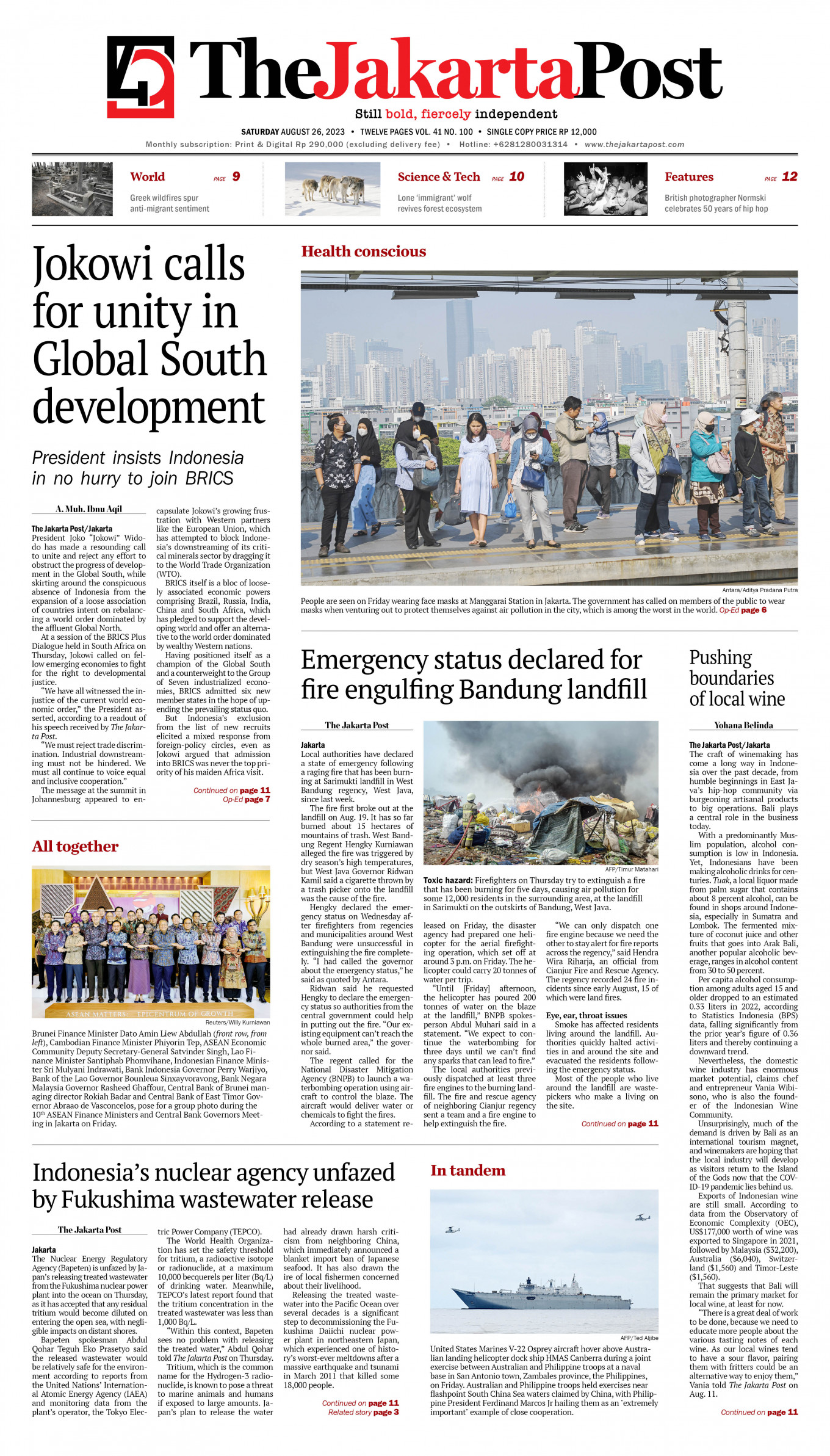 Frontpage - Sat, August 26, 2023 - The Jakarta Post