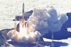 H-IIA rocket carrying the national space agency's moon lander is launched at Tanegashima Space Center on the southwestern island of Tanegashima, Japan in this photo taken by Kyodo on September 7, 2023. 
