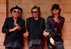 Rolling Stones band members Mick Jagger, Keith Richards and Ronnie Wood attend a launch event for their new album "Hackney Diamonds", at Hackney Empire in London, UK, September 6, 2023. 