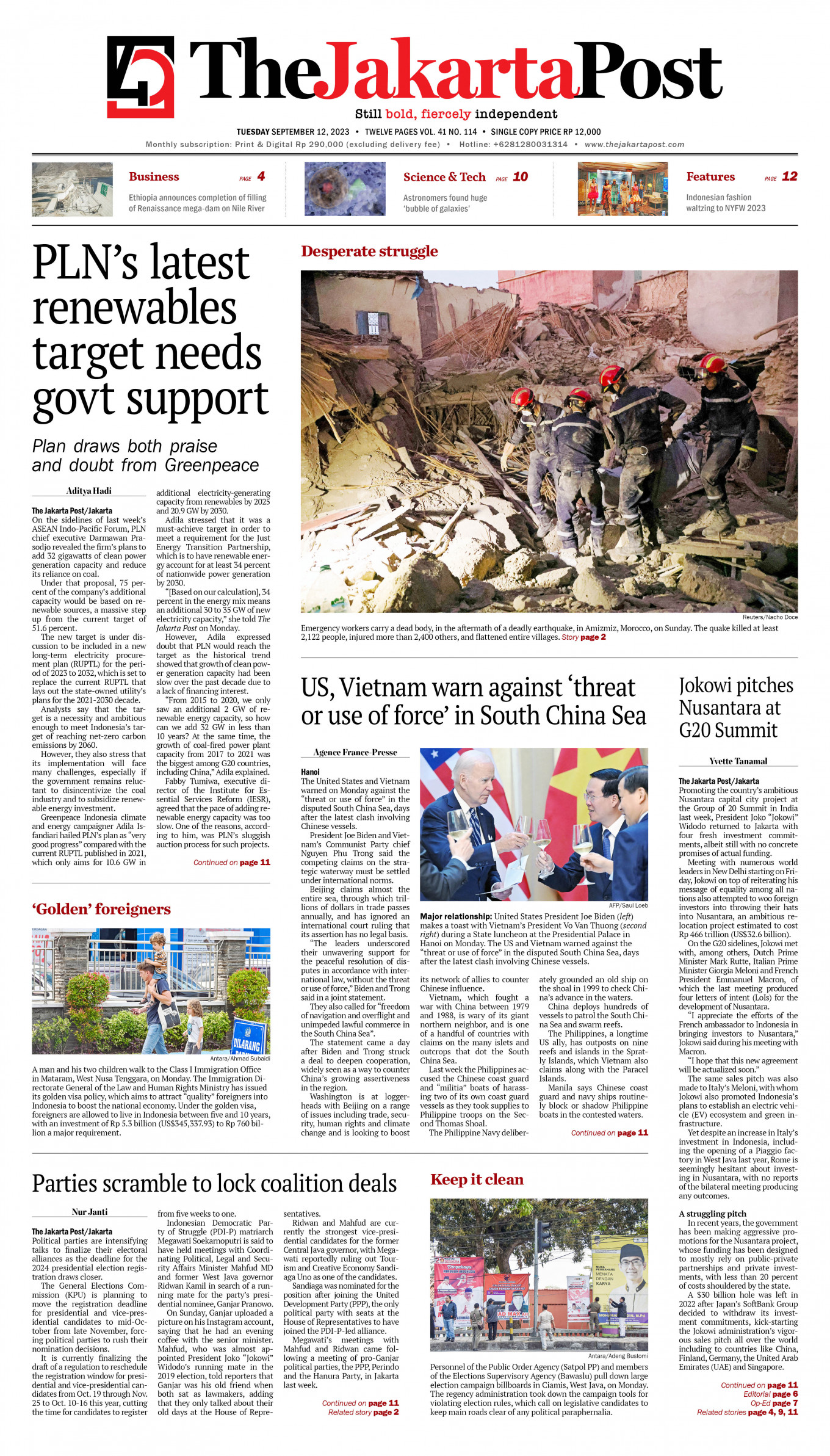 Frontpage - Tue, September 12, 2023 - The Jakarta Post
