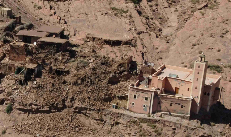 A view shows destroyed houses in the aftermath of a deadly earthquake in the village of Arghen Valley, Morocco, September 12, 2023. 