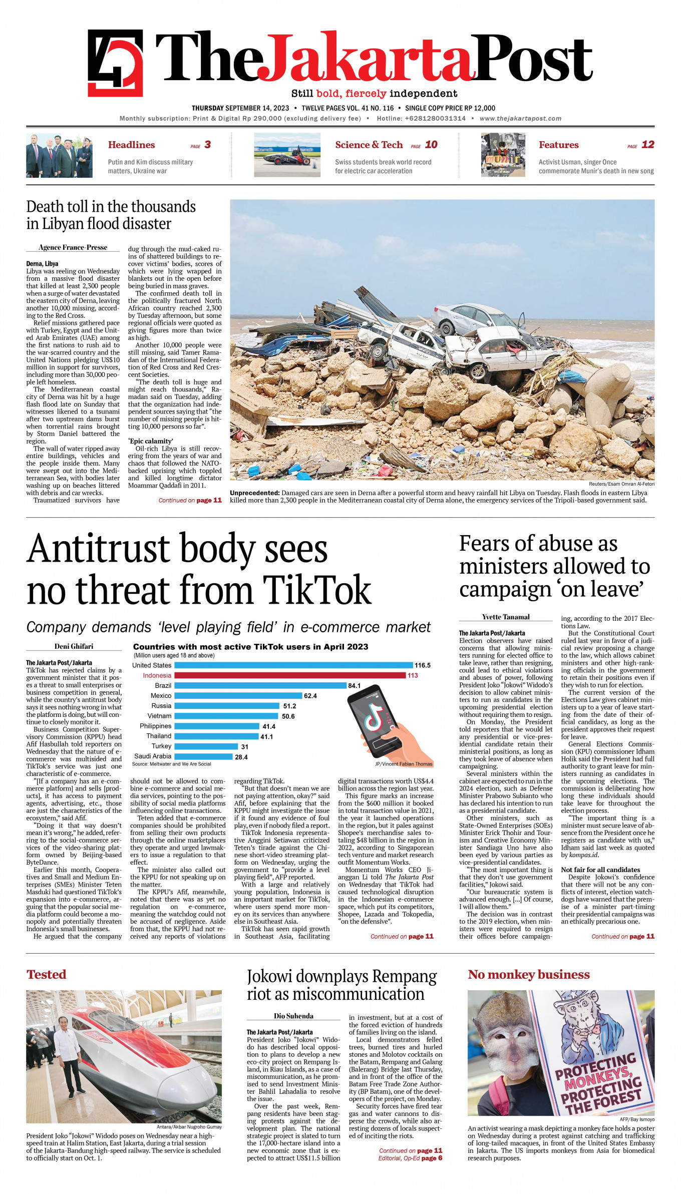 Frontpage - Thu, September 14, 2023 - The Jakarta Post