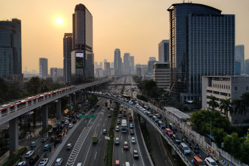 Motorists ply a thoroughfare in Jakarta during rush hour on Aug. 29, 2023.