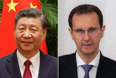 This combination of file pictures created on September 21, 2023 shows China’s President Xi Jinping (left) attending a meeting in Beijing on April 6, 2023; and a handout picture released by the official Syrian Arab News Agency (SANA) on May 28, 2021 shows Syria's President Bashar al-Assad (R) delivering a televised speech after securing a fourth term in office. China's Xi Jinping will attend the Asian Games opening ceremony in host city Hangzhou and meet Syrian President Bashar al-Assad along with other visiting leaders there, state media said on September 21, 2023.
