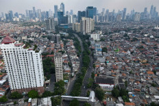 A residential area and commercial buildings in Jakarta are seen in this aerial shot on June 27, 2021.