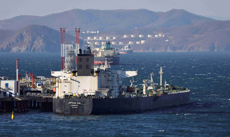 Shun Tai crude oil tanker is seen anchored at the terminal Kozmino in Nakhodka Bay near the port city of Nakhodka, Russia, December 4, 2022. 