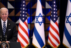 US President Joe Biden holds a press conference following a solidarity visit to Israel, on October 18, 2023, in Tel Aviv, amid the ongoing battles between Israel and the Palestinian group Hamas in the Gaza Strip. 