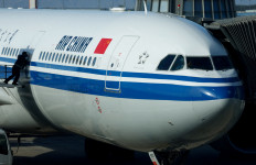 An Air China plane is seen at the international airport in Beijing Oct. 19, 2023.