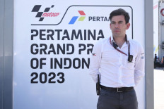 Dorna chief sporting officer Carlos Ezpeleta conducts an interview session with the media a day before the Pertamina Grand Prix Of Indonesia 2023 MotoGP event at the Pertamina Mandalika International Circuit in Central Lombok, West Nusa Tenggara on Oct. 14. 