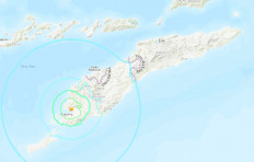 The epicenter of a magnitude 6.1 earthquake that shook Timor island on Nov. 2, 2023, is shown in a map provided by the United States Geological Survey. 