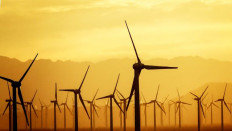The Dabancheng wind power plant in Urumqi in China's western Xinjiang region is shown on July 14, 2021. 