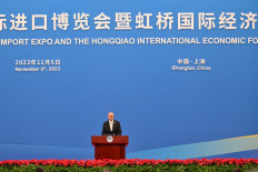 Australia's Prime Minister Anthony Albanese speaks during the opening ceremony of the 6th China International Import Expo (CIIE) in Shanghai on November 5, 2023.
