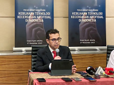Deputy Minister of Communications and Information Nezar Patria addressed the media in a press conference after AI forum group discussion (FGD) on Monday, November 27, 2023.