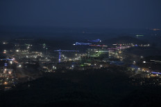 This photo taken on Nov. 2, 2023, shows nighttime construction work on the Core Government Area (KIPP) of the Nusantara Capital City (IKN) project in East Kalimantan. President Joko “Jokowi“ Widodo's administration aims for the KIPP to be completed by Aug. 17, 2024.