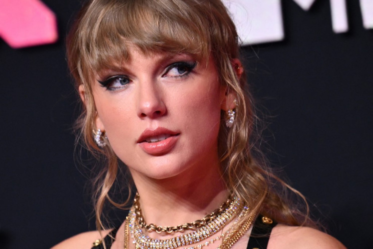 American singer Taylor Swift arrives for the MTV Video Music Awards at the Prudential Center in Newark, New Jersey, on Sept. 12, 2023. Time magazine named US pop icon Taylor Swift as its person of the year on Dec. 6, 2023, calling the musical force of nature the “hero of her own story.“