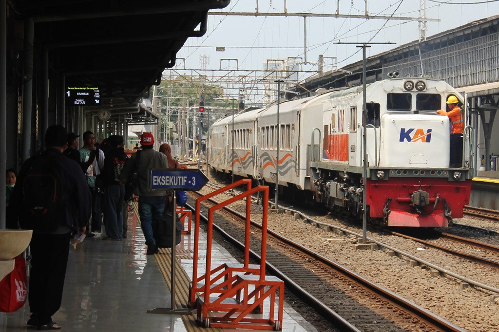Passengers wait for an intercity train on Dec. 6, 2023 at Pasar Senen Station in Central Jakarta.