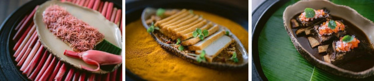 Ikan bakar kecombrang, smoked tofu and iga bakar.