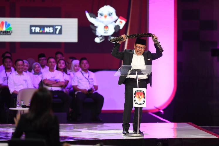 Vice presidential candidate Muhaimin Iskandar speaks during the second 2024 election debate at Jakarta Convention Center on Dec. 22, 2023. The debate covered issues related to the economy, finance, tax, investment, trade and infrastructure.