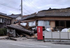 A collapsed house following an earthquake is seen in Wajima, Ishikawa prefecture, Japan January 1, 2024, in this photo released by Kyodo. 