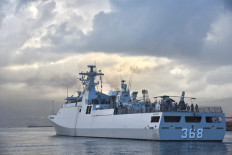 The Indonesian Navy’s KRI Frans Kaisiepo-368, a 90-meter corvette, sets sail for home on Jan. 11, 2024 from the Port of Beirut in Lebanon, after concluding its mission with the United Nations Interim Force in Lebanon (UNIFIL) Maritime Task Force as part of the Garuda Contingent (Konga) XXVIII-N.