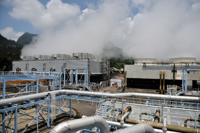 Earth energy: Steam rises from the Wayang Windu geothermal power station on Aug. 31, 2016, in West Java. Indonesia is home to some 40 percent of the world's geothermal energy potential.