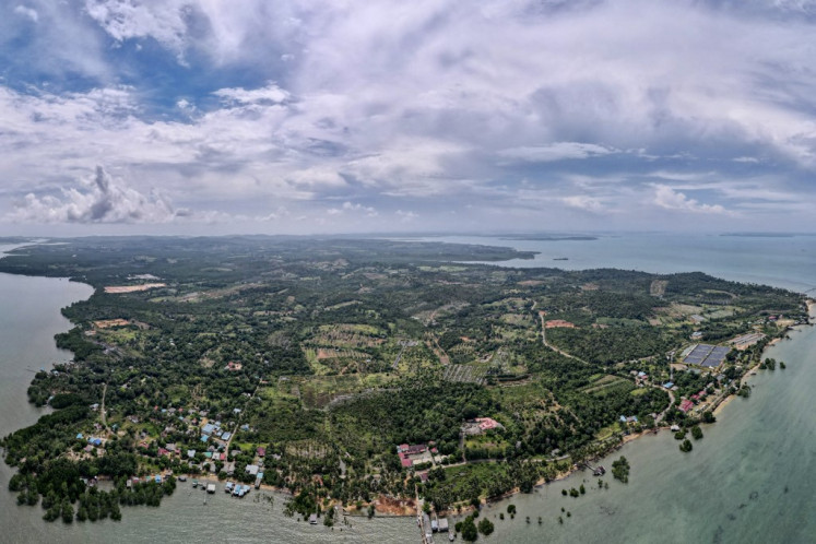 Sebulang village is seen on Sept. 18, 2023, on Rempang Island in Batam, Riau Islands, which plays a key role in quartz sand processing.