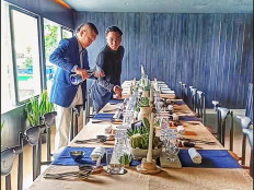 Elixir pouring: A sommelier and a waiter pour a Clase Azul Tequila Plata for the guests at Suma Jakarta in Jakarta on Jan. 23, 2024. 