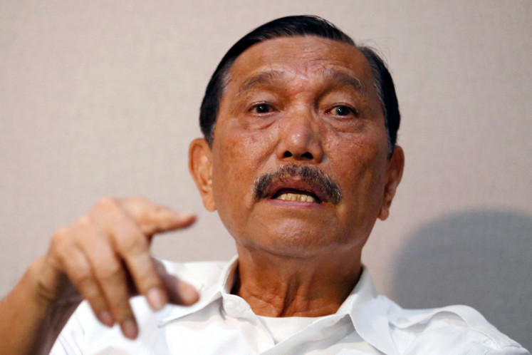 oordinating Minister for Maritime Affairs Luhut Pandjaitan talks during an interview at his office in Jakarta, Indonesia January 8, 2020. 