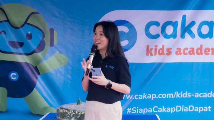 Cecillia Ong, Chief Operating Officer of Cakap, speaks during the launch of Cakap Kids Academy in Daan Mogot, on February 3, 2024