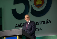 Australian Prime Minister Anthony Albanese speaks during the CEO Lunch - Panel Discussion at the 50th ASEAN-Australia Special Summit in Melbourne, Australia, on March 5, 2024.