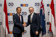 Australian Prime Minister Anthony Albanese (right) receives President Joko “Jokowi“ Widodo on March 5, 2024, for a bilateral meeting at the 50th ASEAN-Australia Special Summit in Melbourne, Australia.