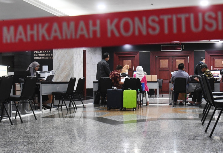 Constitutional Court officials receives representatives of political parties and 2024 elections candidates registering legal challenges against official election results at the court building in Jakarta on March 22, 2024.