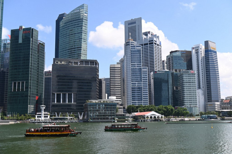 Singapore's financial business district is seen on July 12, 2019, from Marina Bay.