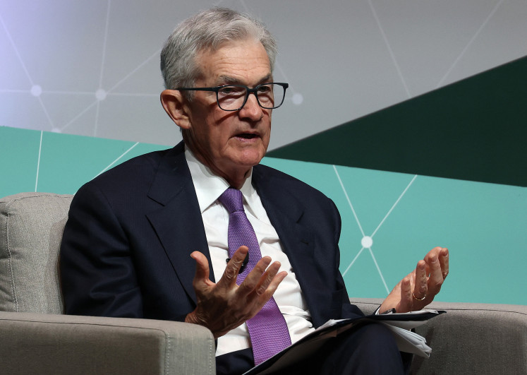 Federal Reserve Bank chairman Jerome Powell speaks during the Stanford Business, Government and Society Forum at Stanford University on April 03, 2024 in Stanford, California, US.