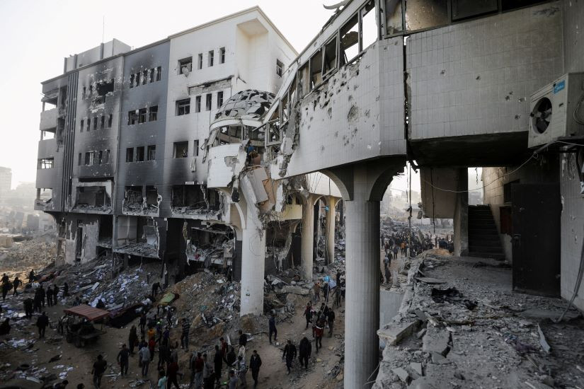 Damaged: Palestinians inspect damage on April 1, 2024 at Al Shifa Hospital after Israeli forces withdrew from the hospital and the area around it following a two-week operation, amid the ongoing conflict between Israel and Hamas, in Gaza City. 