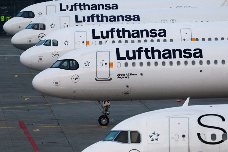 Lufthansa Airbus A320 airplanes stand parked as Frankfurt airport is closed to passengers with planned departures due to a strike organized by Verdi union, in Frankfurt, Germany, on March 7, 2024. The airlines announced on Thursday, April 11, 2024 extending the suspension of its flights to Tehran due to the situation in the Middle East, which is on alert for Iranian retaliation for a suspected Israeli air strike on Iran's embassy in Syria.