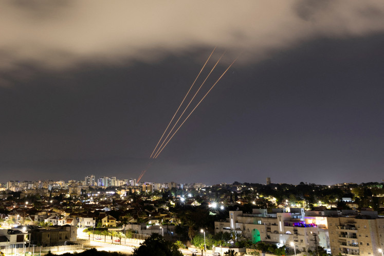 A missile interception system operates on April 14, 2024, after Iran launched drones and missiles at Israel, as seen from Ashkelon, Israel. The Israeli military claimed the vast majority of drones Iran had fired had been shot down.