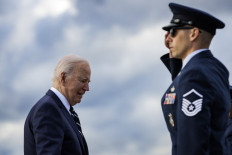 US President Joe Biden boards Air Force One at Joint Base Andrews in Maryland on April 12, 2024 as he departs for Rehoboth, Delaware, where he will spend the weekend. 