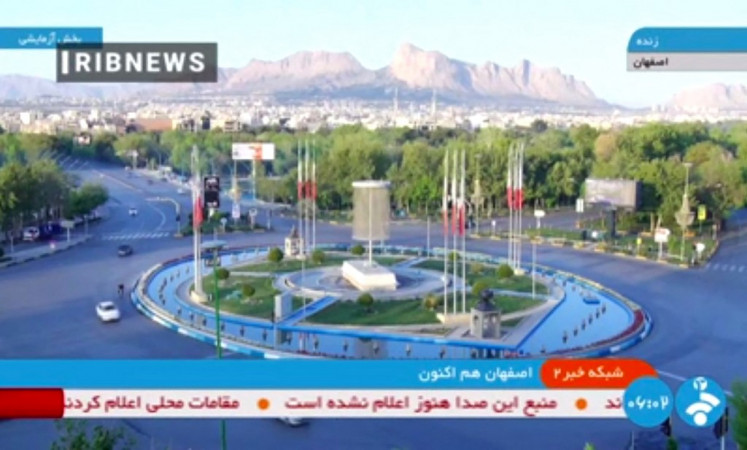 A handout image grab made available by the Iranian state TV, the Islamic Republic of Iran Broadcasting (IRIB), shows what the TV said was a live picture of the city of Isfahan early on April 19, 2024, following reports of explosions heard in the province in central Iran. 