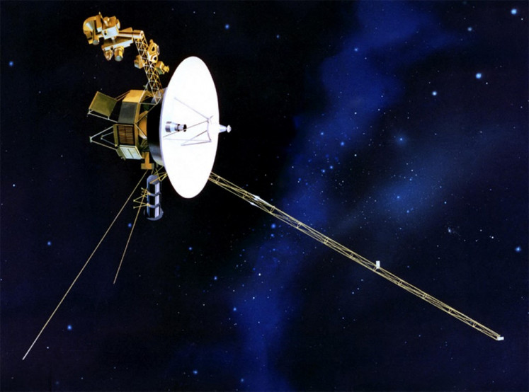 This NASA file image obtained September 4, 2012 shows an artist's rendition of the Voyager spacecraft. September 5, 2012 marks the 35th anniversary of Voyager 1's launch to Jupiter and Saturn. 