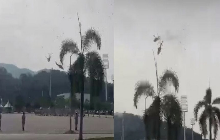 Two helicopters collided in mid-air during a rehearsal for a Royal Malaysian Navy parade on April 23, 2024.