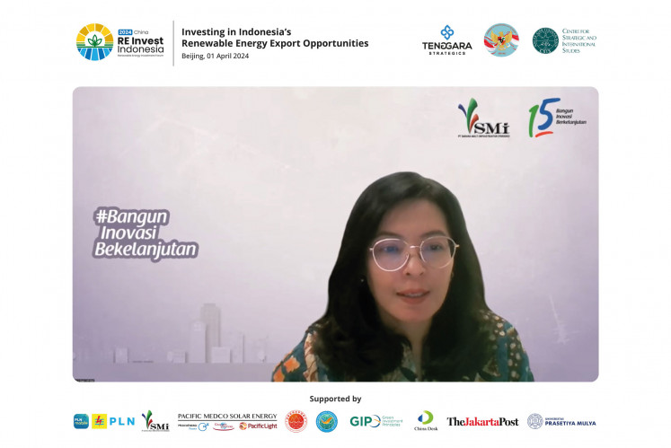 PT SMI financing and investment director Sylvi J. Gani presents via Zoom at China RE Invest Indonesia 2024. (Courtesy of China RE Invest Indonesia 2024)